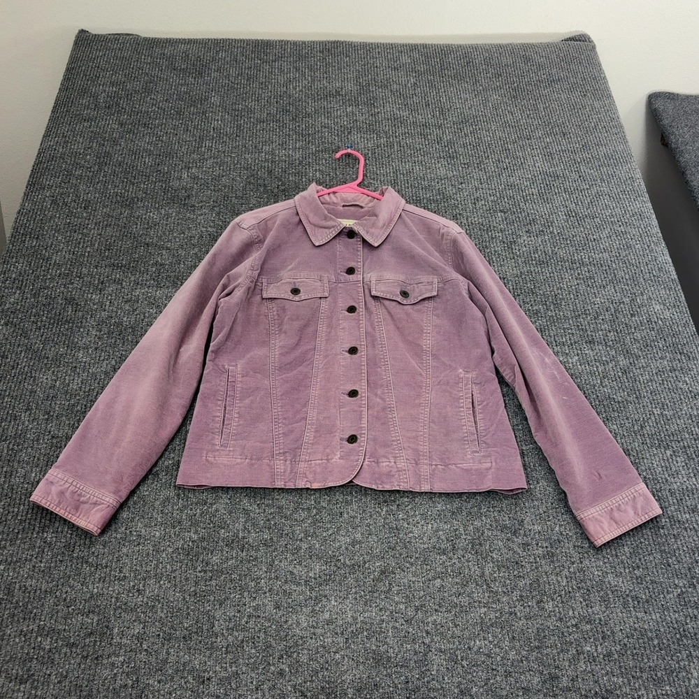 LL Bean Jacket Womens M Purple Cotton Corduroy Trucker Outdoor Casual Classic